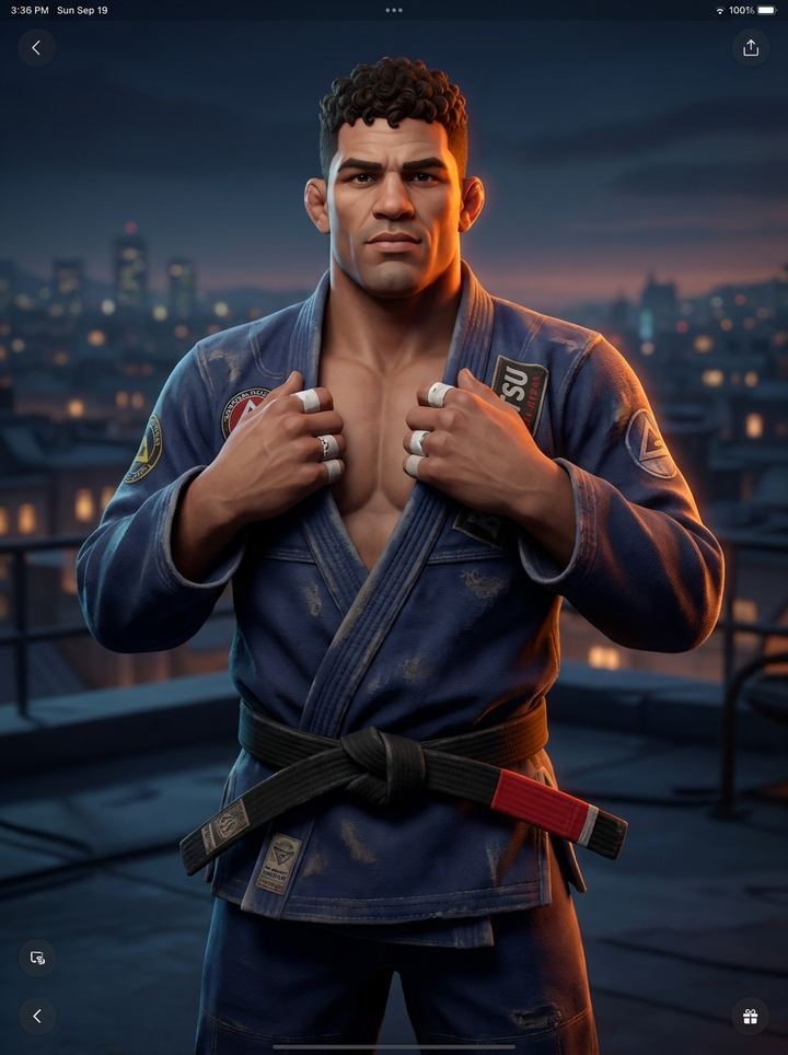 Stylized Brazilian Jiu-Jitsu fighter portrait