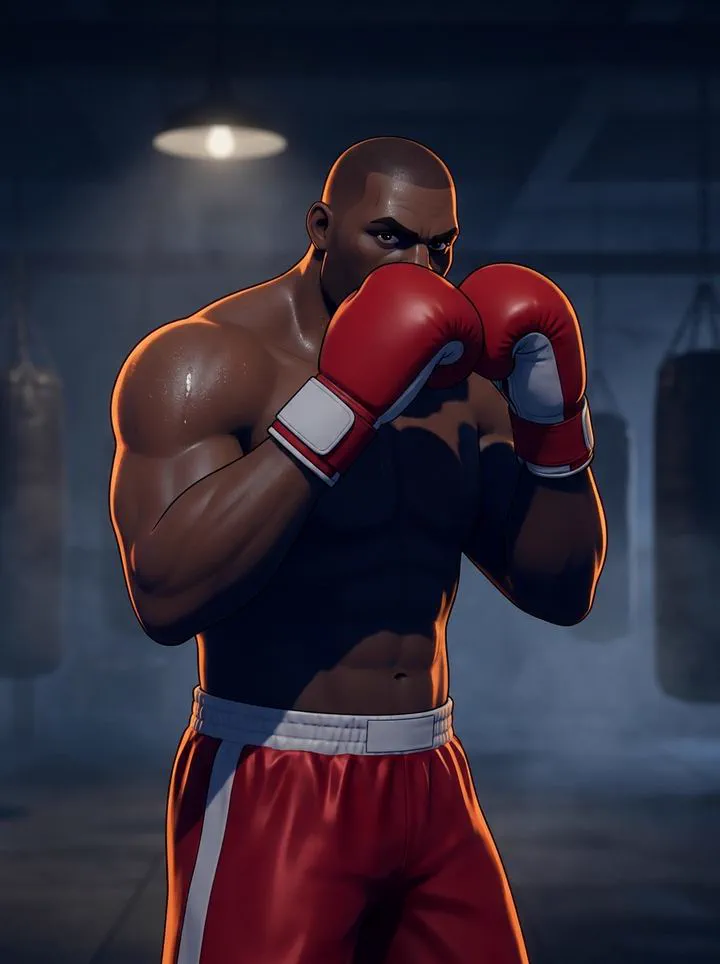 Stylized boxing fighter portrait