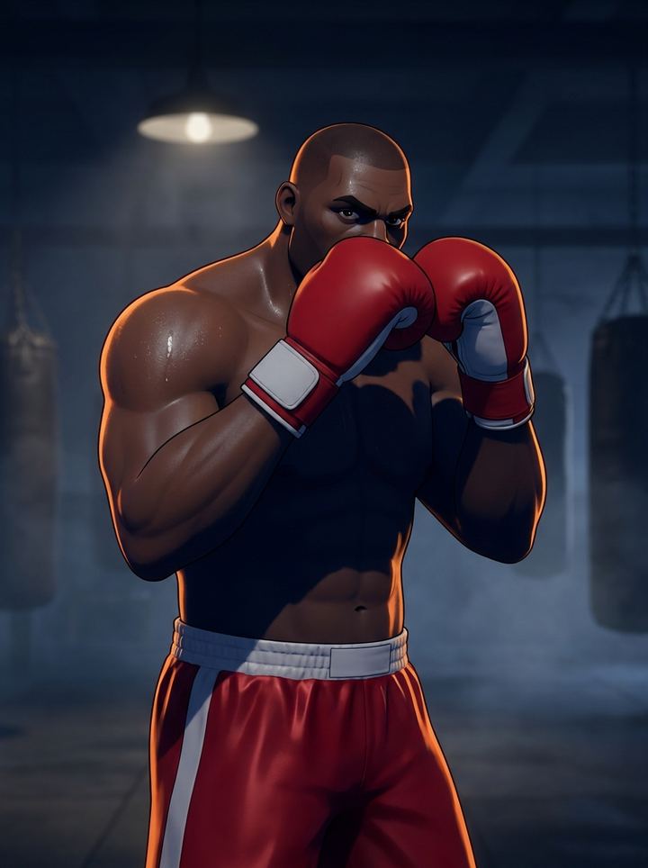 Stylized boxing fighter portrait