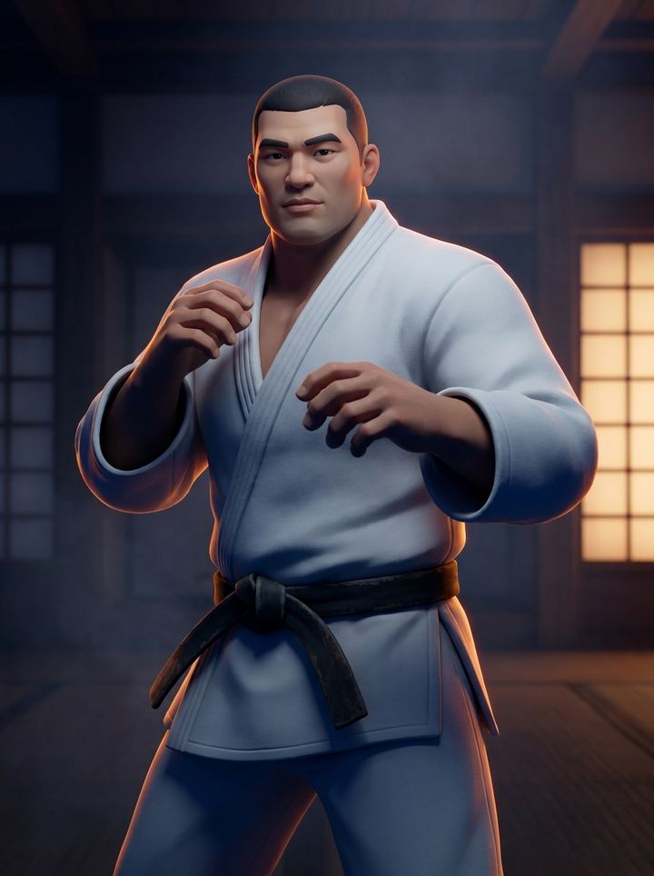 Stylized judo fighter portrait