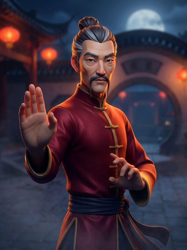 Stylized kung fu fighter portrait