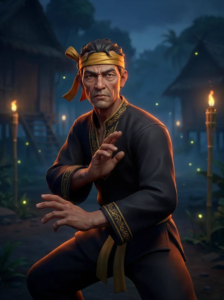 Stylized Pencak Silat fighter portrait