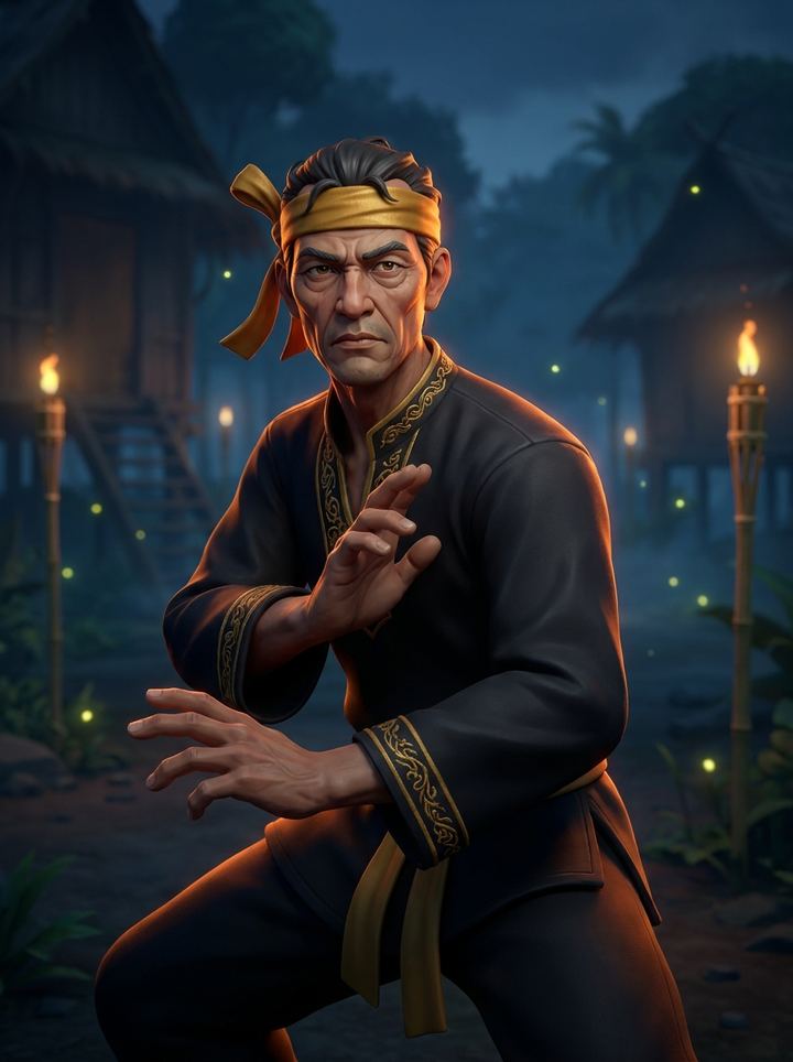Stylized Pencak Silat fighter portrait