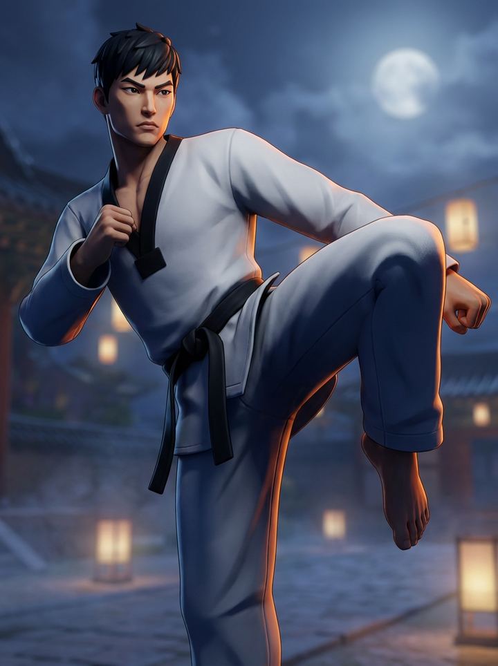 Stylized taekwondo fighter portrait