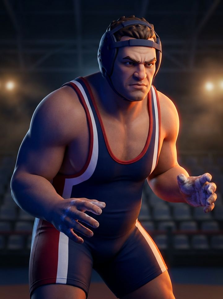 Stylized wrestling fighter portrait